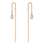 kolczyki przeciągane złoto czerwone 750/18 K Diament 0.06 ct, 3 kamienie, tw-si Perły Akoya, 2 Perły, 4.5 mm