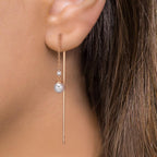 kolczyki przeciągane złoto czerwone 750/18 K Diament 0.06 ct, 3 kamienie, tw-si Perły Akoya, 2 Perły, 4.5 mm