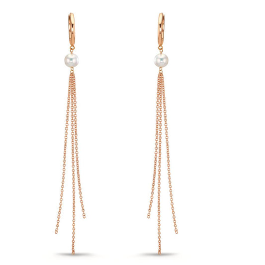 kolczyki koła zatrzaskowe złoto czerwone 750/18 K Perła hodowana w wodzie słodkiej, 2 Perły