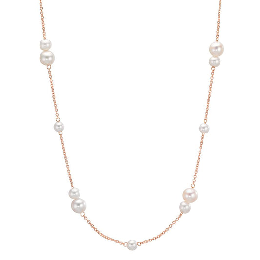 Naszyjnik złoto czerwone 750/18 K Perła hodowana w wodzie słodkiej, 52 Perły 3-5 mm 90 cm