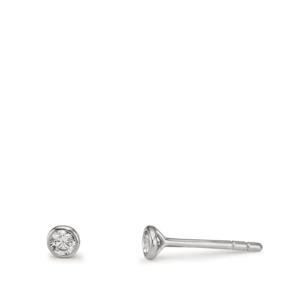 kolczyki wkrętki złoto białe 375/9 K Cyrkonia 2 kamienie Ø2.9 mm