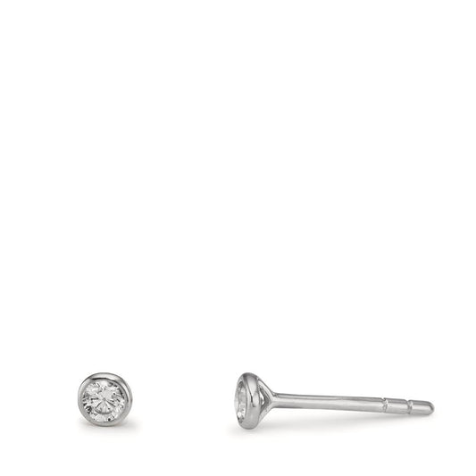 kolczyki wkrętki złoto białe 375/9 K Cyrkonia 2 kamienie Ø2.9 mm