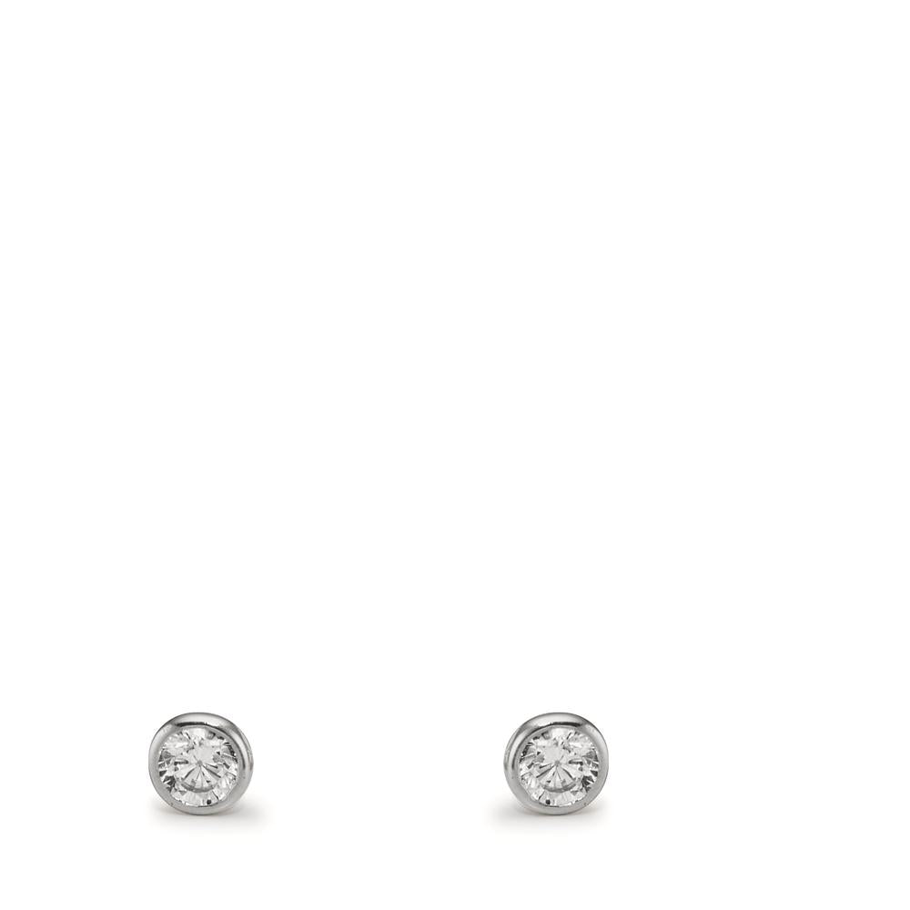 kolczyki wkrętki złoto białe 375/9 K Cyrkonia 2 kamienie Ø2.9 mm