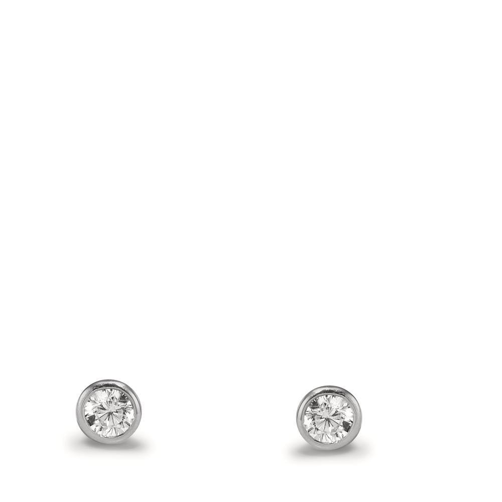 kolczyki wkrętki złoto białe 375/9 K Cyrkonia 2 kamienie Ø3.2 mm