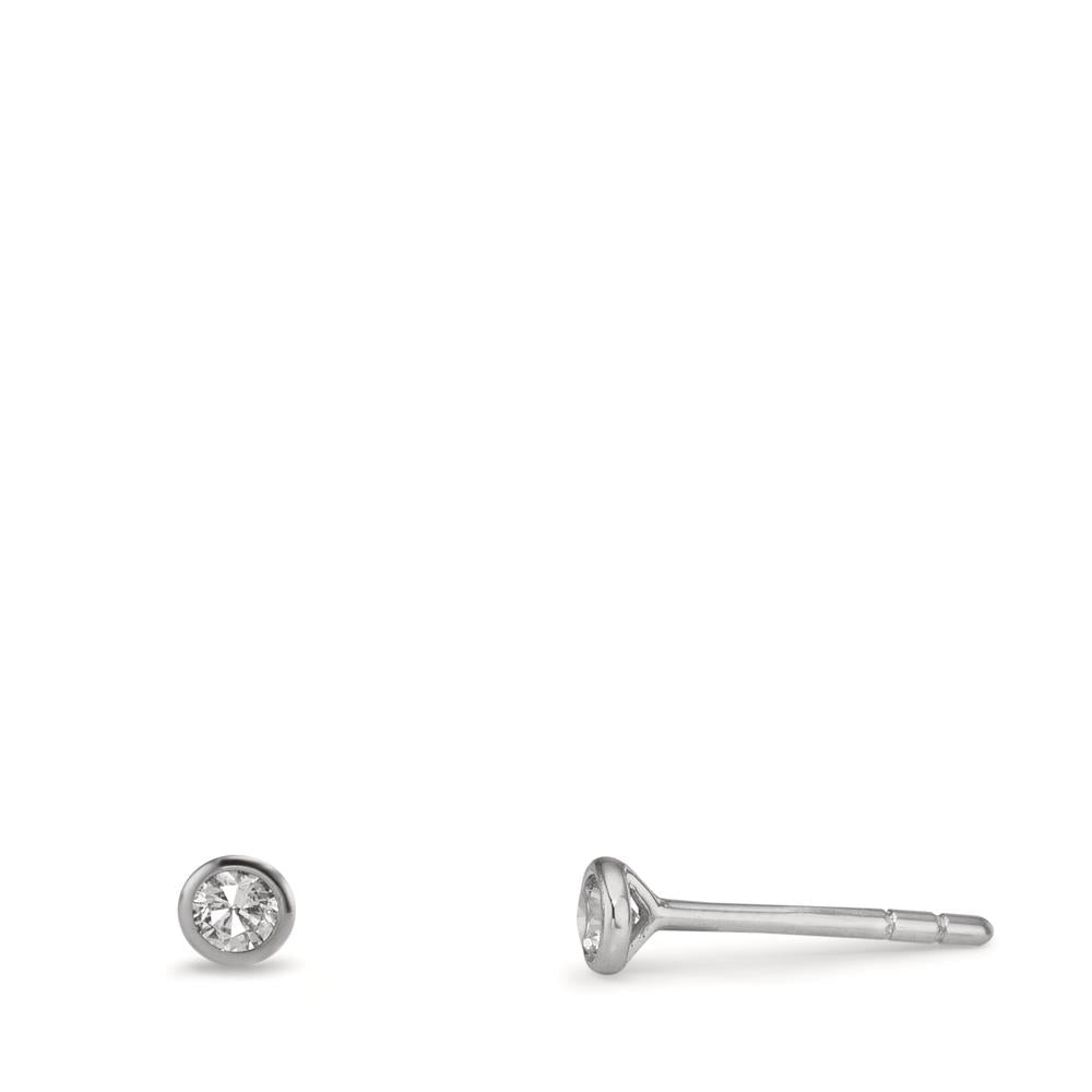 kolczyki wkrętki złoto białe 375/9 K Cyrkonia 2 kamienie Ø3.5 mm