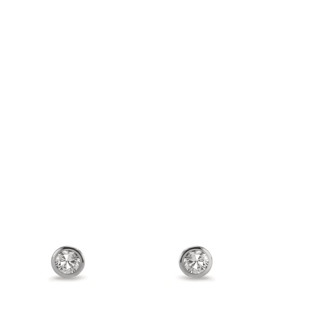 kolczyki wkrętki złoto białe 375/9 K Cyrkonia 2 kamienie Ø3.5 mm