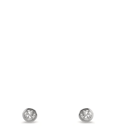 kolczyki wkrętki złoto białe 375/9 K Cyrkonia 2 kamienie Ø3.5 mm
