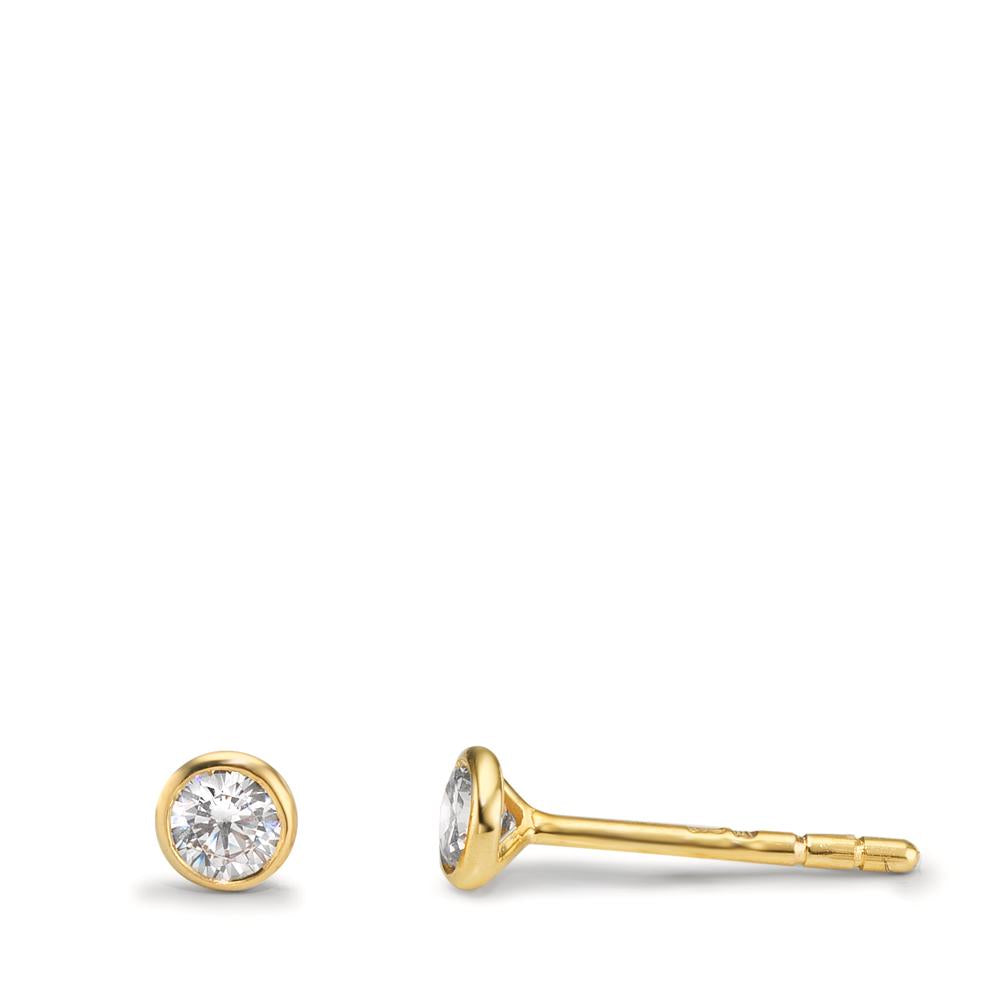 kolczyki wkrętki złoto żółte 375/9 K Cyrkonia 2 kamienie Ø3.8 mm