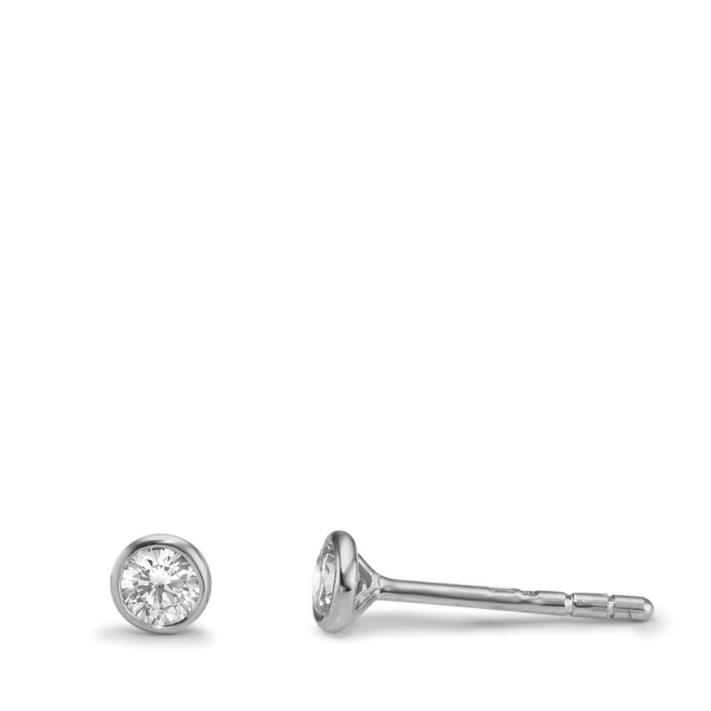 kolczyki wkrętki złoto białe 375/9 K Cyrkonia 2 kamienie Ø3.8 mm