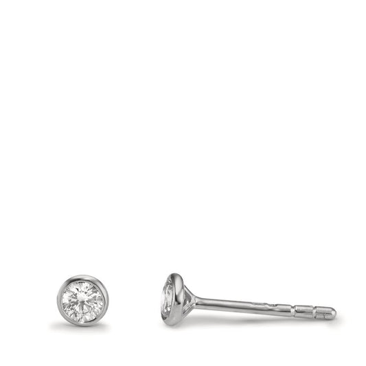 kolczyki wkrętki złoto białe 375/9 K Cyrkonia 2 kamienie Ø3.8 mm