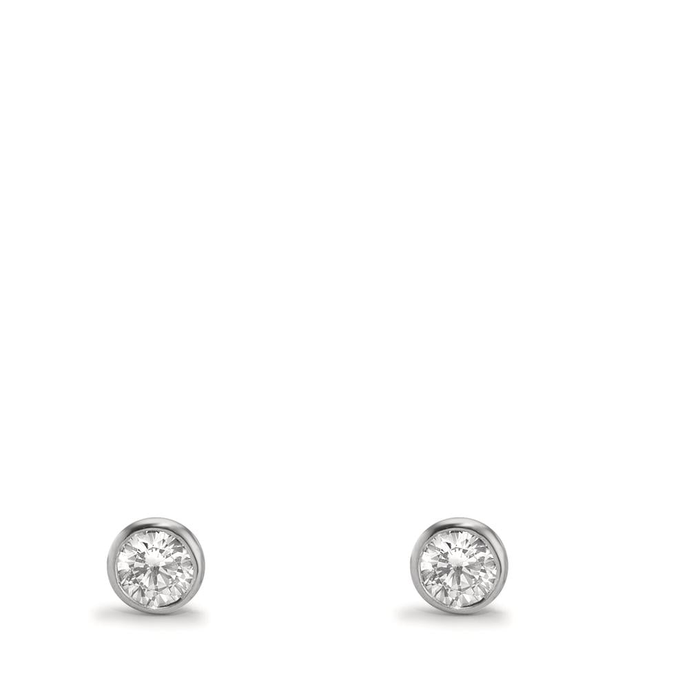 kolczyki wkrętki złoto białe 375/9 K Cyrkonia 2 kamienie Ø3.8 mm