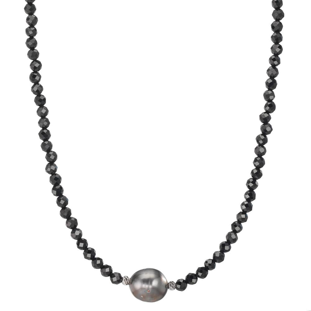 Naszyjnik stal nierdzewna Spinel czarny, 3 mm Perła tahitańska, 9.5 mm 43-47 cm