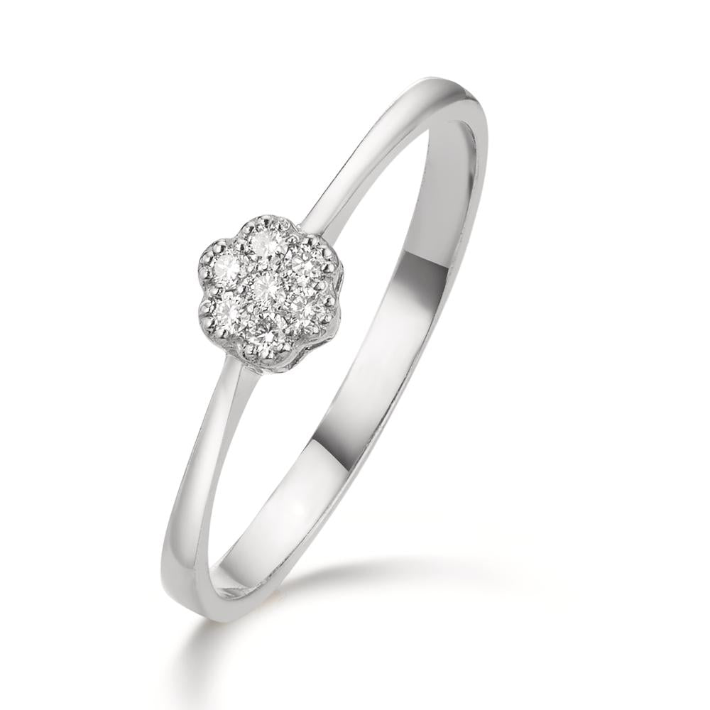 pierścionek złoto białe 750/18 K Diament 0.06 ct, 7 kamienie, w-si