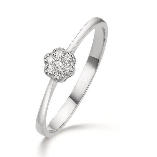 pierścionek złoto białe 750/18 K Diament 0.06 ct, 7 kamienie, w-si