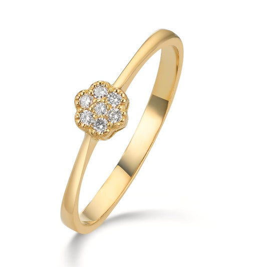 pierścionek złoto żółte 750/18 K Diament 0.06 ct, 7 kamienie, w-si
