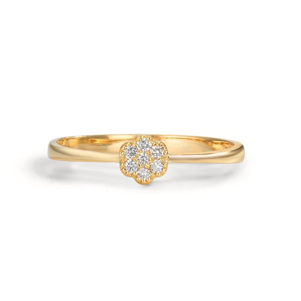 pierścionek złoto żółte 750/18 K Diament 0.06 ct, 7 kamienie, w-si