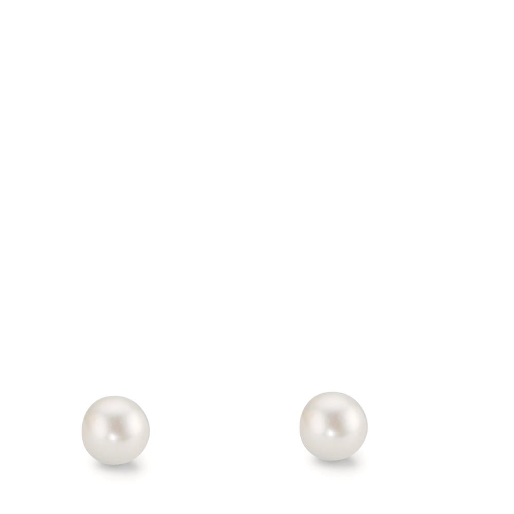 kolczyki wkrętki złoto żółte 375/9 K błyszczące perły, 2 Perły 4-4.5 mm
