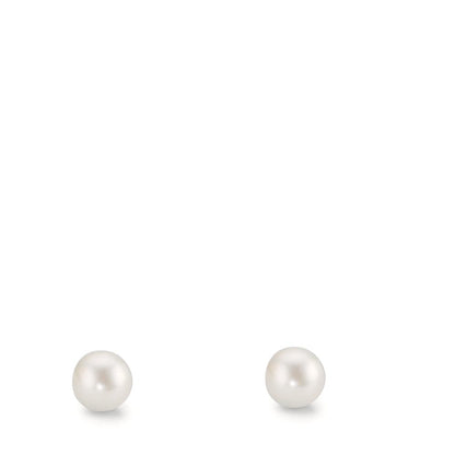 kolczyki wkrętki złoto żółte 375/9 K błyszczące perły, 2 Perły 4-4.5 mm