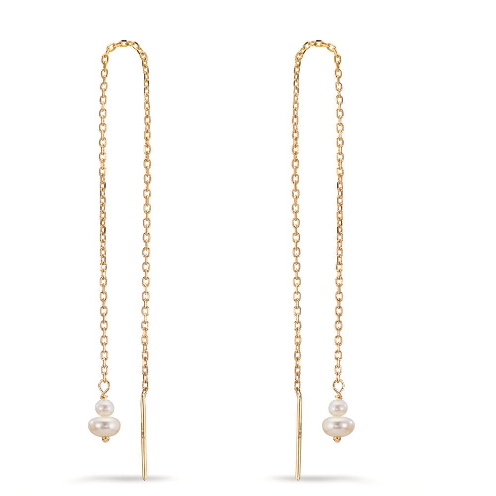 kolczyki przeciągane złoto żółte 375/9 K Perła hodowana w wodzie słodkiej, 4 Perły 2.5-4 mm