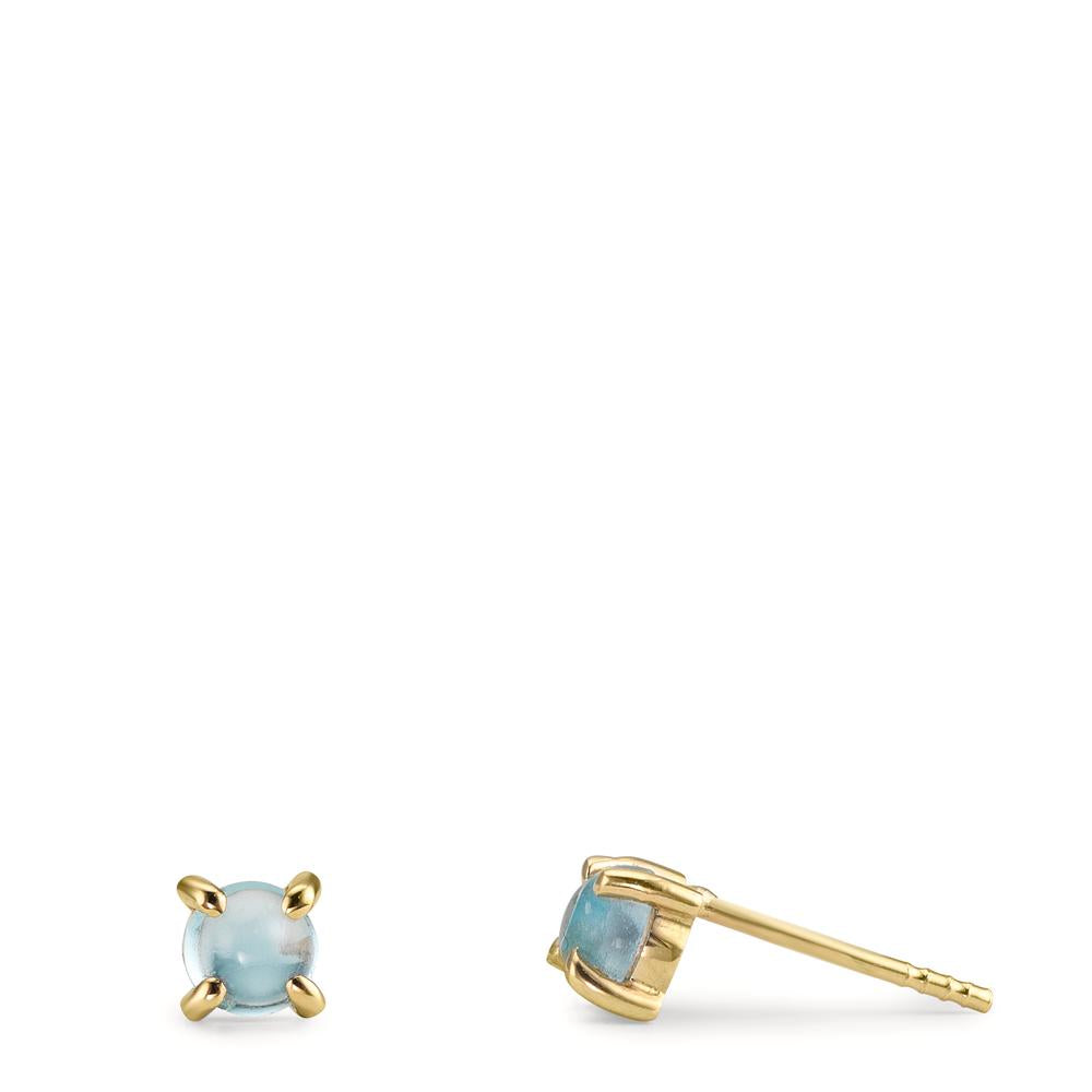 kolczyki wkrętki złoto żółte 375/9 K Topaz jasnoniebieski, 2 kamienie Ø4.3 mm