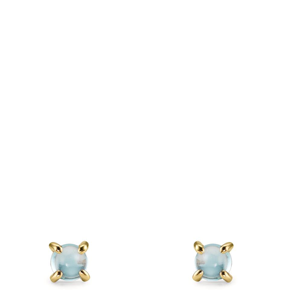 kolczyki wkrętki złoto żółte 375/9 K Topaz jasnoniebieski, 2 kamienie Ø4.3 mm