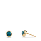 kolczyki wkrętki złoto żółte 375/9 K Topaz London Blue 2 kamienie Ø5 mm