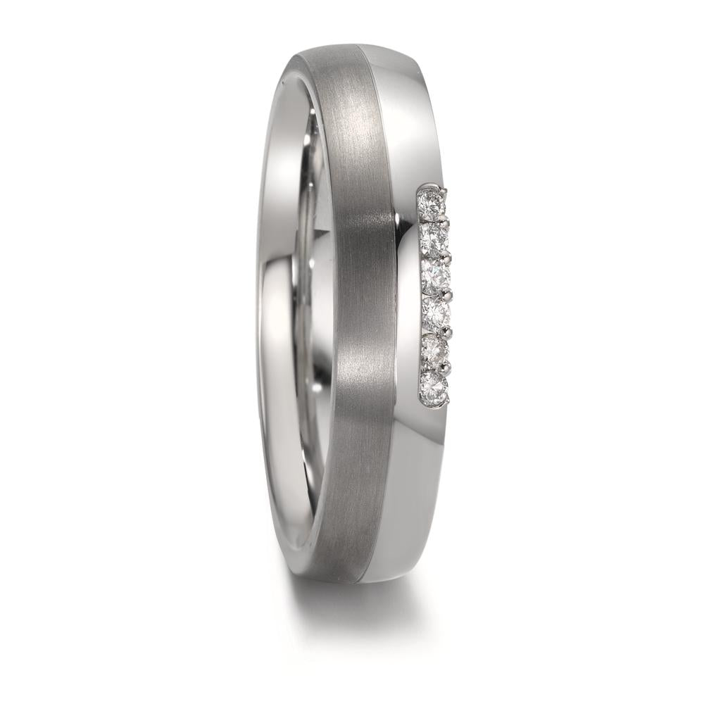 obrączka partnerska stal nierdzewna, tytan Diament 0.09 ct, 6 kamienie, w-si