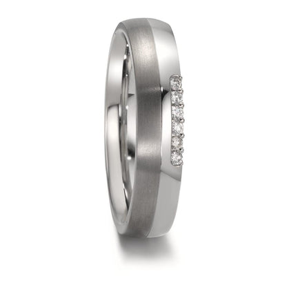 obrączka partnerska stal nierdzewna, tytan Diament 0.09 ct, 6 kamienie, w-si