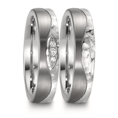 obrączka partnerska stal nierdzewna, tytan Diament 0.045 ct, 3 kamienie, w-si