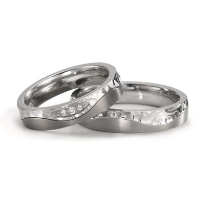 obrączka partnerska stal nierdzewna, tytan Diament 0.045 ct, 3 kamienie, w-si