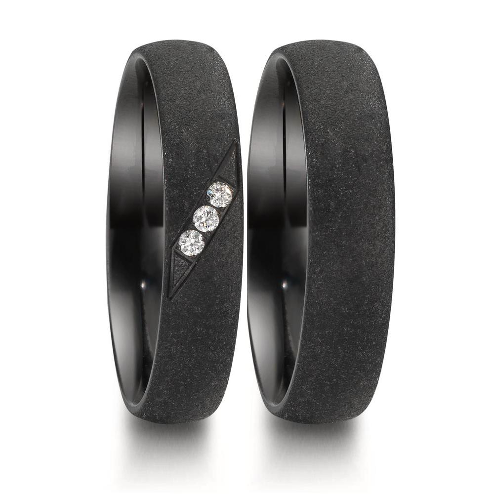 obrączka partnerska cyrkon Diament 0.045 ct, 3 kamienie, w-si