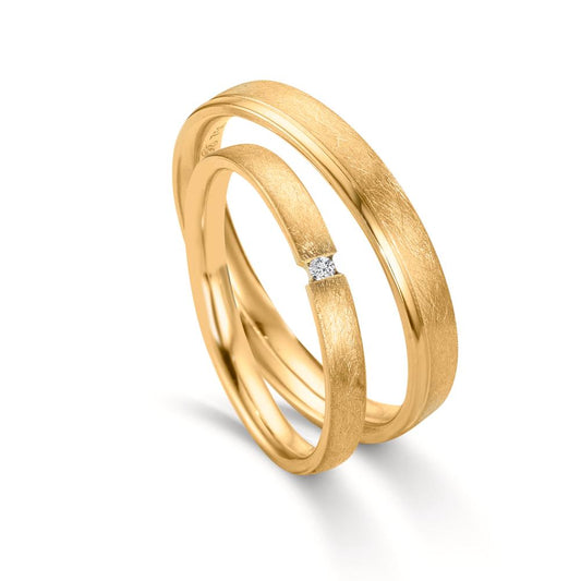 obrączka partnerska złoto żółte 750/18 K Diament 0.015 ct, w-si