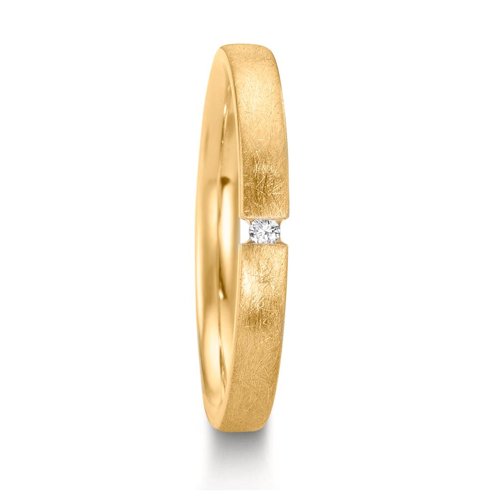 obrączka partnerska złoto żółte 750/18 K Diament 0.015 ct, w-si