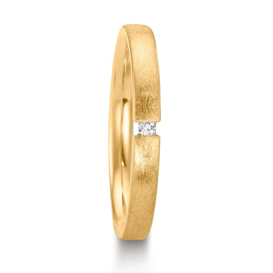 obrączka partnerska złoto żółte 750/18 K Diament 0.015 ct, w-si