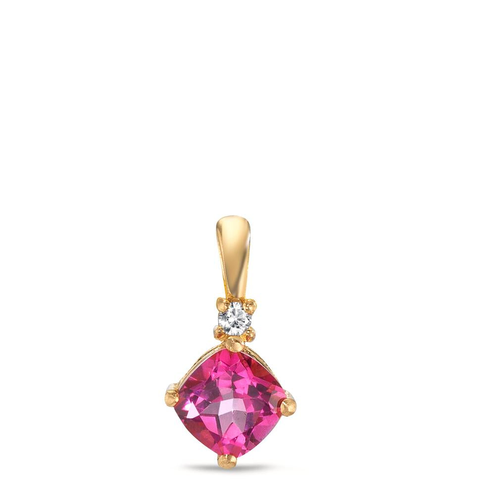 wisiorek złoto żółte 750/18 K Topaz różowy, Topaz biały Ø6.5 mm