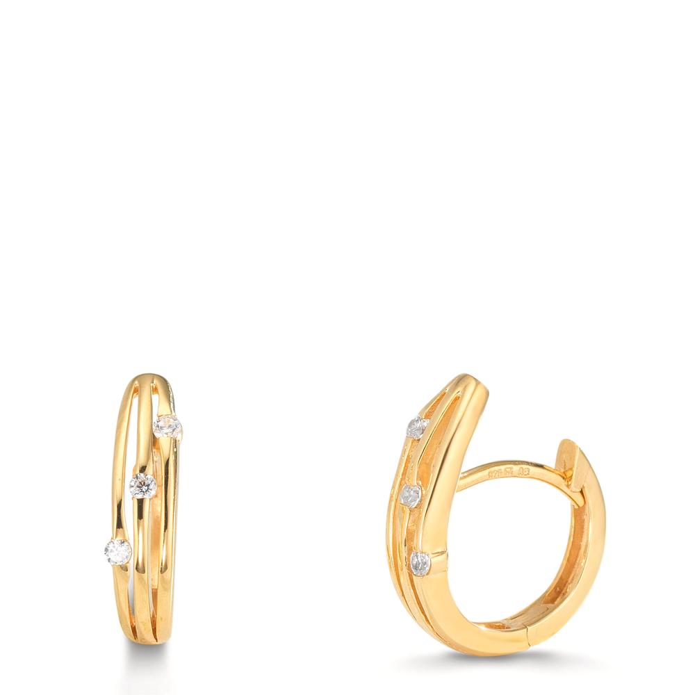 kolczyki koła zatrzaskowe srebro Cyrkonia 6 kamienie żółty pozłacany