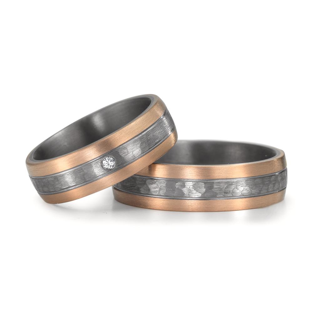 obrączka partnerska tantal 999, złoto różowe 585/14 K Diament 0.02 ct, w-si