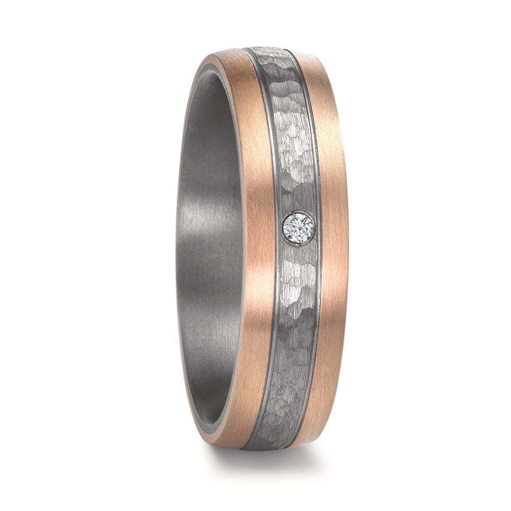 obrączka partnerska tantal 999, złoto różowe 585/14 K Diament 0.02 ct, w-si