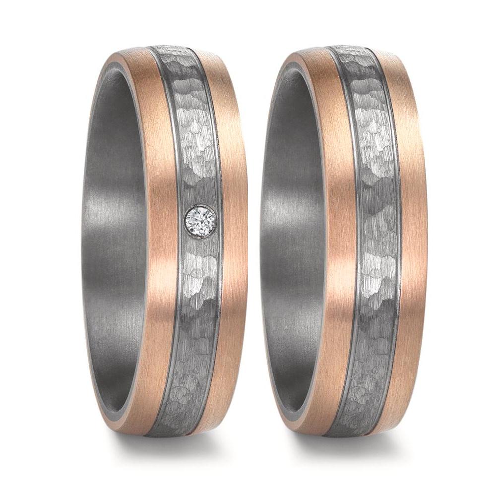 obrączka partnerska tantal 999, złoto różowe 585/14 K Diament 0.02 ct, w-si