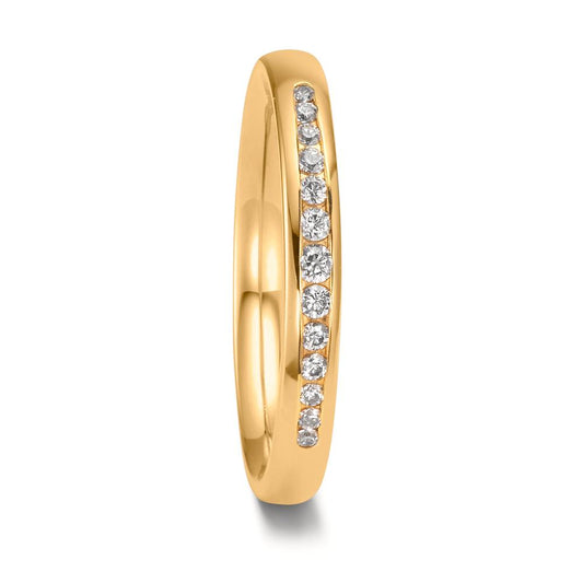 obrączka partnerska złoto żółte 750/18 K Diament 0.132 ct, 13 kamienie, tw-vsi