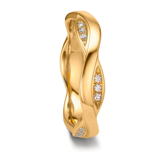 obrączka partnerska złoto żółte 750/18 K Diament 0.09 ct, 18 kamienie, tw-vsi