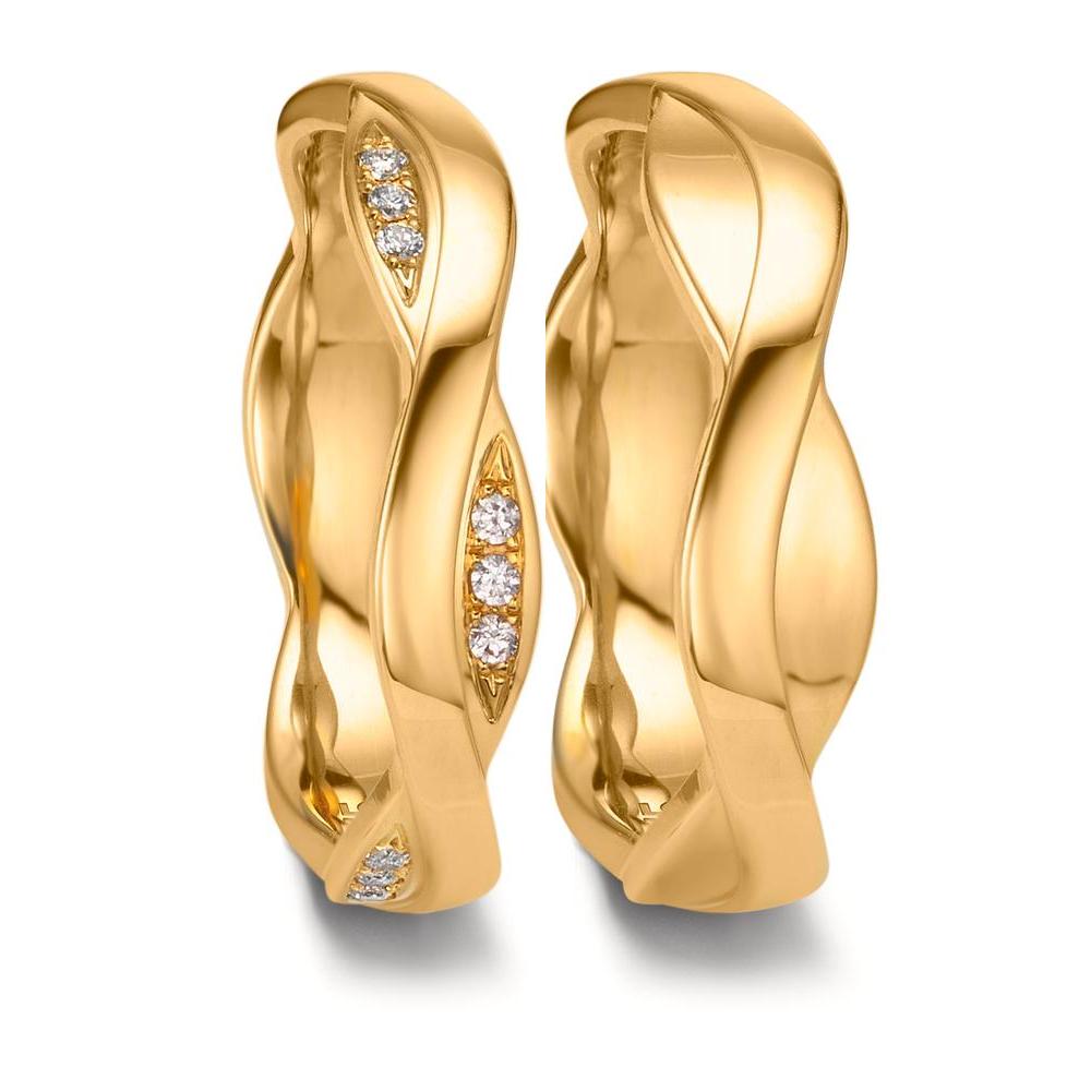 obrączka partnerska złoto żółte 750/18 K Diament 0.09 ct, 18 kamienie, tw-vsi