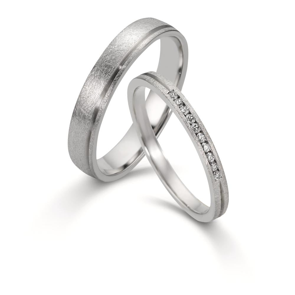 obrączka partnerska platyna 950 Diament 0.075 ct, 10 kamienie, w-si