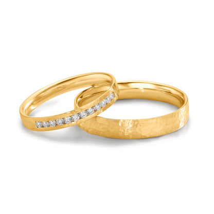 obrączka partnerska złoto żółte 750/18 K Diament 0.18 ct, 12 kamienie, w-si