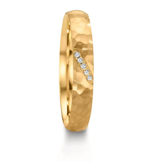 obrączka partnerska złoto żółte 750/18 K Diament 0.02 ct, 4 kamienie, w-si