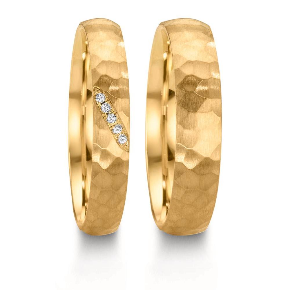 obrączka partnerska złoto żółte 750/18 K Diament 0.02 ct, 4 kamienie, w-si