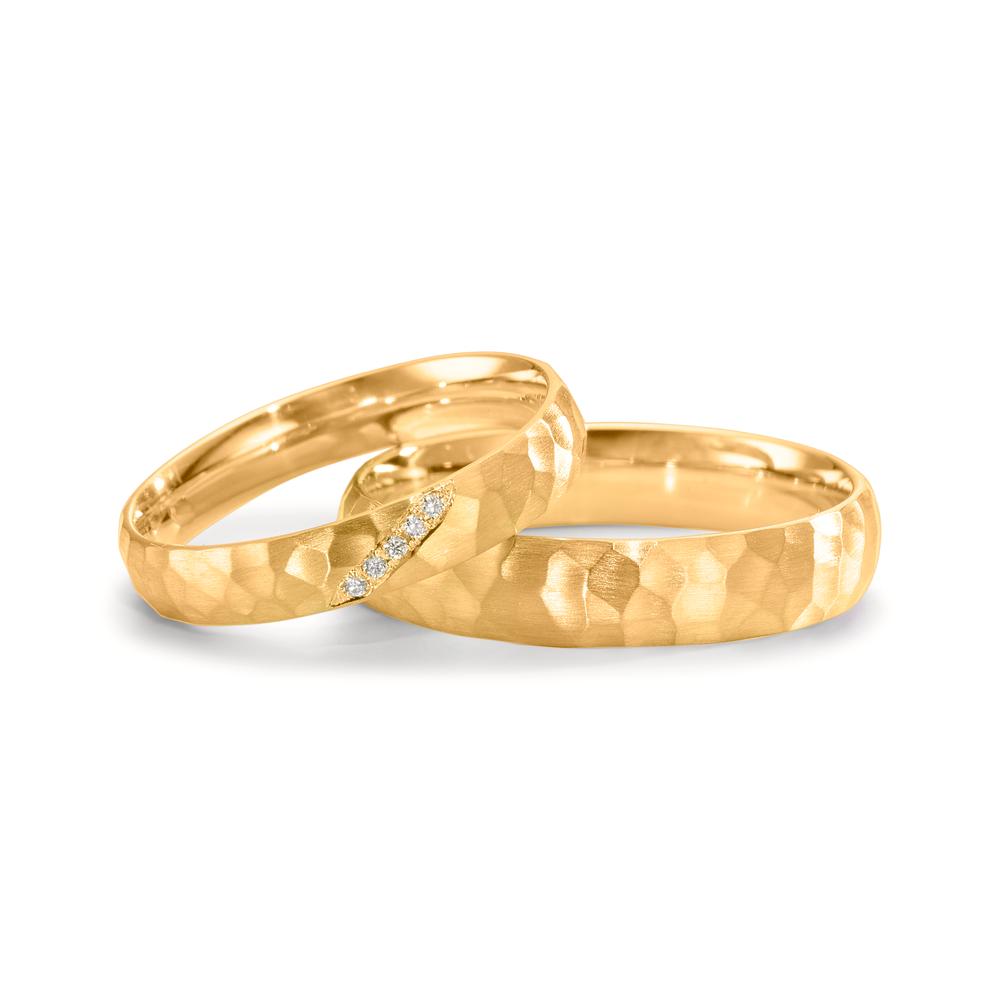 obrączka partnerska złoto żółte 750/18 K Diament 0.02 ct, 4 kamienie, w-si