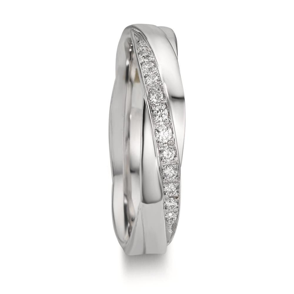 obrączka partnerska złoto białe 750/18 K Diament 0.097 ct, 11 kamienie, w-si