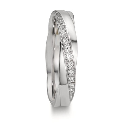 obrączka partnerska złoto białe 750/18 K Diament 0.097 ct, 11 kamienie, w-si