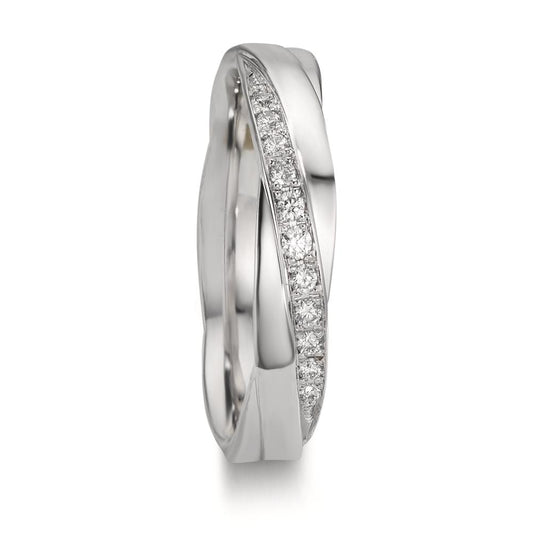 obrączka partnerska złoto białe 750/18 K Diament 0.097 ct, 11 kamienie, w-si